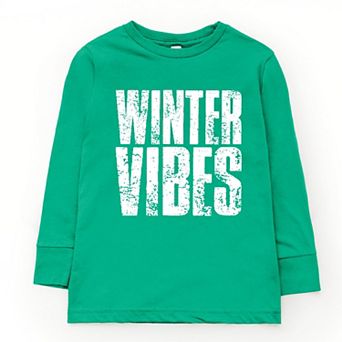Winter Vibes Block Distressed - Youth Long Sleeve Graphic T-Shirt