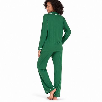 Women's Long Sleeve Button Down Modal Pajama Set Soft Lounge Sleepwear