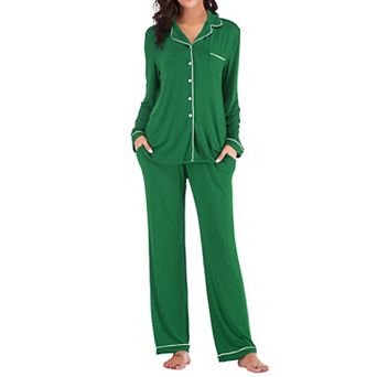 Women's Long Sleeve Button Down Modal Pajama Set Soft Lounge Sleepwear