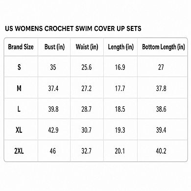 Womens 2 Pcs Crochet Beach Cover Up Set V Neck Long Sleeve Boho Wrap Tie