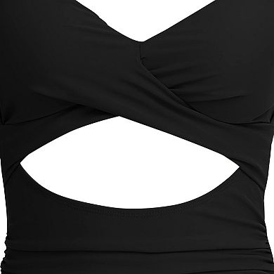 Women's Tummy Control High Waisted Cutout Wrap Tie Bathing Suit Push Up Swimwear