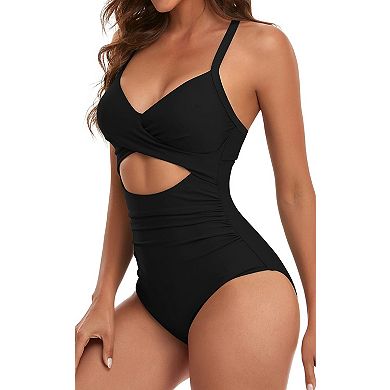 Women's Tummy Control High Waisted Cutout Wrap Tie Bathing Suit Push Up Swimwear