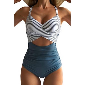 Women's Tummy Control High Waisted Cutout Wrap Tie Bathing Suit Push Up Swimwear