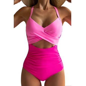 Women's Tummy Control High Waisted Cutout Wrap Tie Bathing Suit Push Up Swimwear