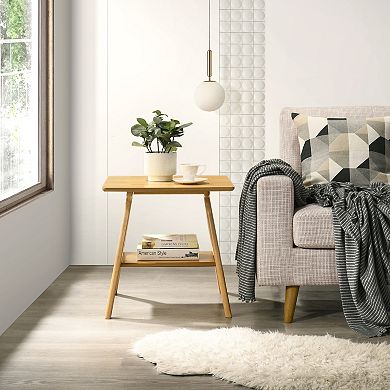 Arona Mid-Century Modern Wood Shelf End Table