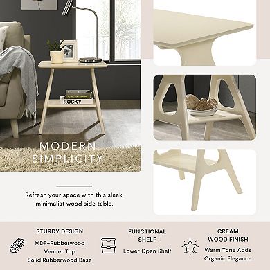 Arona Mid-Century Modern Wood Shelf End Table