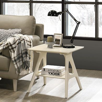 Arona Mid-Century Modern Wood Shelf End Table