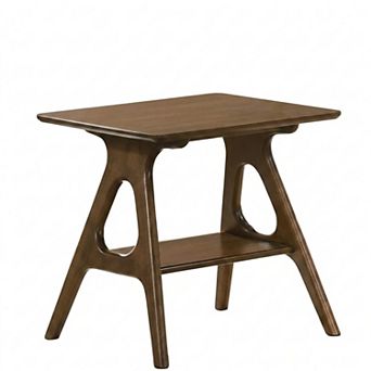 Arona Mid-Century Modern Wood Shelf End Table