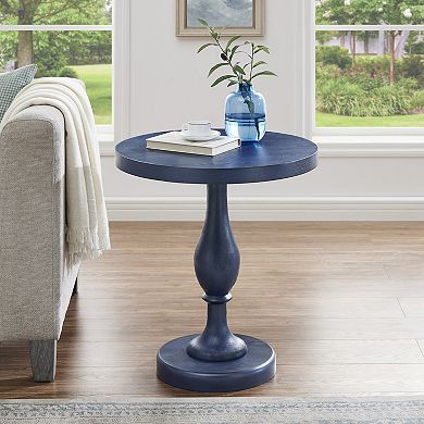 Solmere 22" Round Wood Pedestal End Table