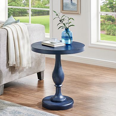 Solmere 22" Round Wood Pedestal End Table