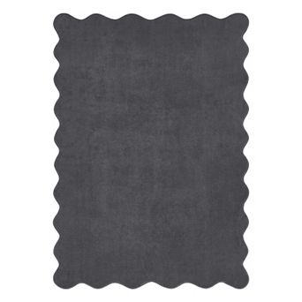 Ultra-Soft Scalloped Washable Rugs Indoor Thick Plush Non Slip Easy Clean Fuzzy Fluffy Solid Carpet