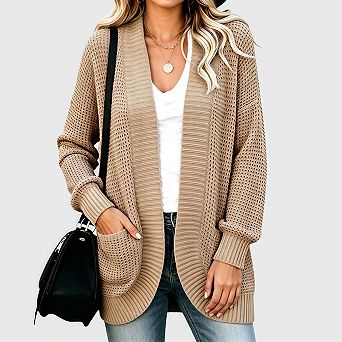 Women's Oversized Long Cardigan Casual Loose Knitted Draped Long Sleeve Sweater Jacket Coat