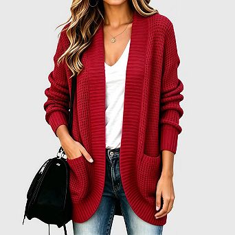 Women's Oversized Long Cardigan Casual Loose Knitted Draped Long Sleeve Sweater Jacket Coat