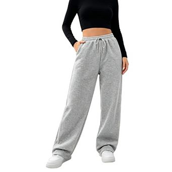 Women High Waist Wide Leg Sweatpants Drawstring Casual Loose Fit Soft Straight Pants With Pockets