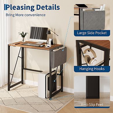 31.5" Home Office Desks with Storage Bag and Hook