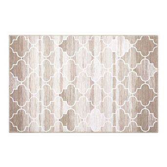 Modern Geometric Machine Washable Area Rug Non-Slip Low-Pile Carpet for Porch Bedroom