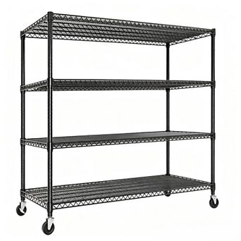 4 tier Rolling Metal Shelving Unit 71.8x59x17.7 in Heavy Duty 1760lb Adjustable Wire Rack with Wheels