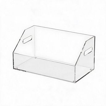 Acrylic Record Storage Box for Vinyl Records, No-Assembly LP Organizer Holder
