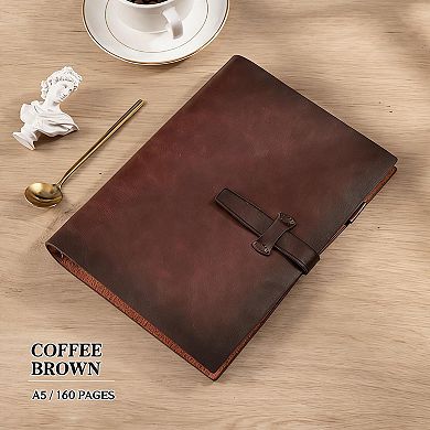 A5 Reusable Vintage Leather Notebook with Card Slots & Pen Holder