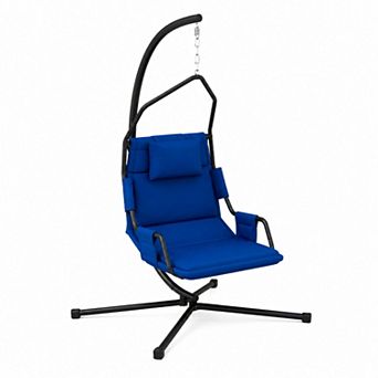 BAOURE Hanging Swing Chair with Steel Stand and Padded Oxford Fabric Cushion for Patio Garden