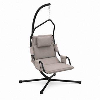 BAOURE Hanging Swing Chair with Steel Stand and Padded Oxford Fabric Cushion for Patio Garden