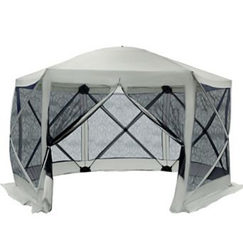 BAOURE Polyester Pop Up Hexagon Screen Tent Gazebo For Outdoor Parties And Family Gatherings