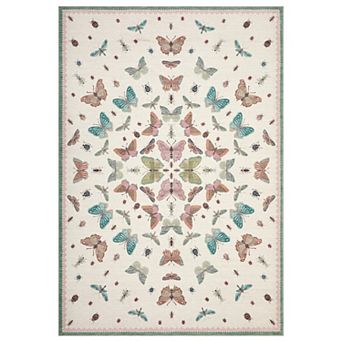 Butterfly Machine Washable Area Rug Soft Non-Shedding Non-Slip Stain-Resistant Multi-Color Carpet