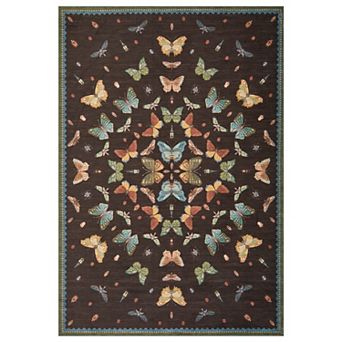 Butterfly Machine Washable Area Rug Soft Non-Shedding Non-Slip Stain-Resistant Multi-Color Carpet