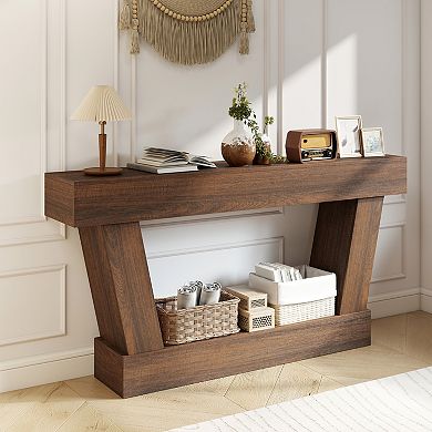 HOMCOM 63 Inch Vintage Console Table, Narrow Entryway Table