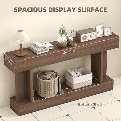 HOMCOM 63 Inch Long Console Table, Vintage Entryway Table