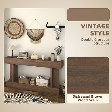 HOMCOM 63 Inch Long Console Table, Vintage Entryway Table
