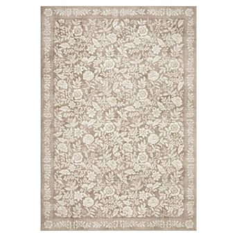 Vintage Floral Machine Washable Area Rug Non-Slip Low-Pile Carpet for Bedroom Dining Room Hallway