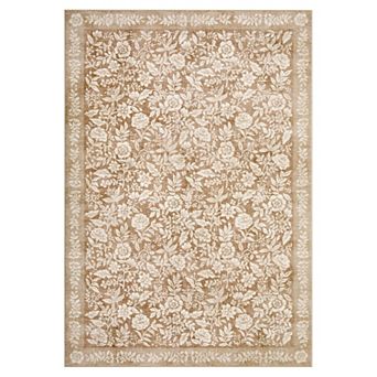 Vintage Floral Machine Washable Area Rug Non-Slip Low-Pile Carpet for Bedroom Dining Room Hallway