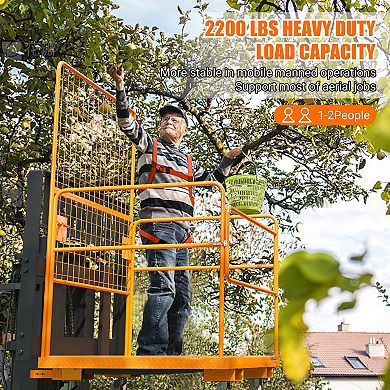 43x45" Orange 1800LBS 2 Person Forklift Safety Cage Work Platform