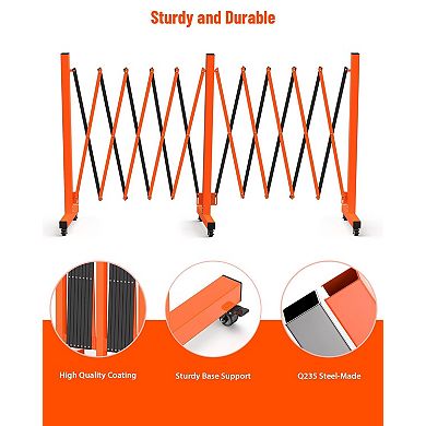 Steel Expandable Barricade Adjustable Mobile Security Gate with Casters
