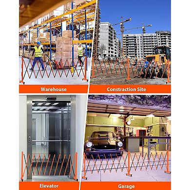 Steel Expandable Barricade Adjustable Mobile Security Gate with Casters