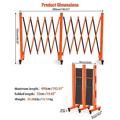 Steel Expandable Barricade Adjustable Mobile Security Gate with Casters