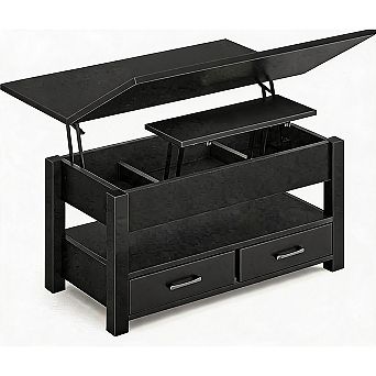 Split Lift-Top Coffee Table, Converts to Dining Table with 180° Swivel Top