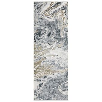 Modern Abstract Washable Area Rug with Rubber Backing for Living Room Office