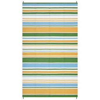 Waterproof Horizontal Striped Pattern Outdoor Rug Tear Resistant UV Stabilized Reversible Carpet