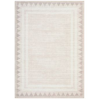 Distressed Geometric Pattern Machine Washable Area Rug Wear-Resistant Low-Pile Carpet for Bedroom