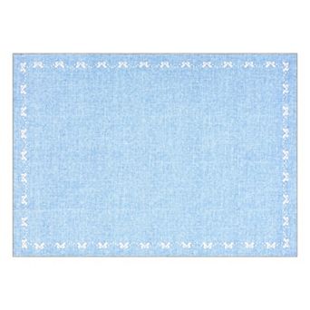 Bow Border Vintage Textured Machine Washable Area Rug Low-Pile Wear-Resistant Carpet for Bedroom