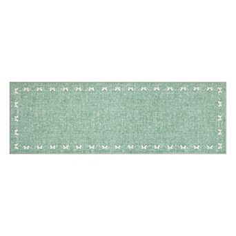 Bow Border Vintage Textured Machine Washable Area Rug Low-Pile Wear-Resistant Carpet for Bedroom
