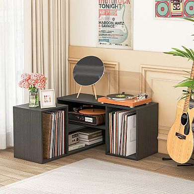 Costway 2 PCS Adjustable TV Stands with Storage Cubes for TVs up to 55 Inches Cabinets