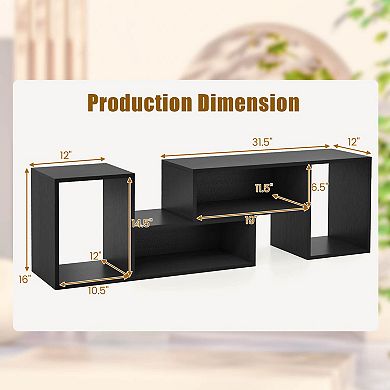 Costway 2 PCS Adjustable TV Stands with Storage Cubes for TVs up to 55 Inches Cabinets