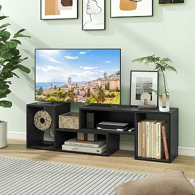 Costway 2 PCS Adjustable TV Stands with Storage Cubes for TVs up to 55 Inches Cabinets