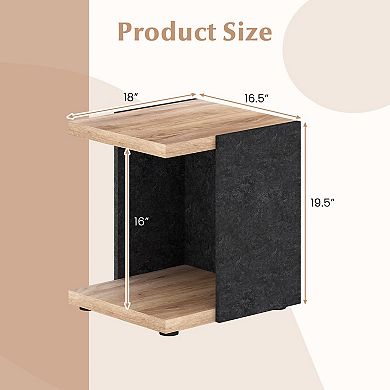 Costway 2-Tier Sofa Side Table with Open Storage Shelf Compact Nightstand for Living Room