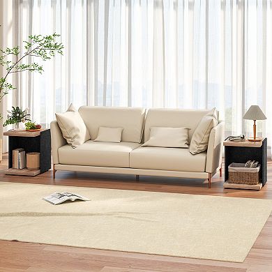 Costway 2-Tier Sofa Side Table with Open Storage Shelf Compact Nightstand for Living Room