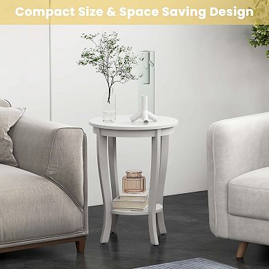 Costway 2-Tier End Table 18'' Round Compact Sofa Side Nightstand with Storage Shelf
