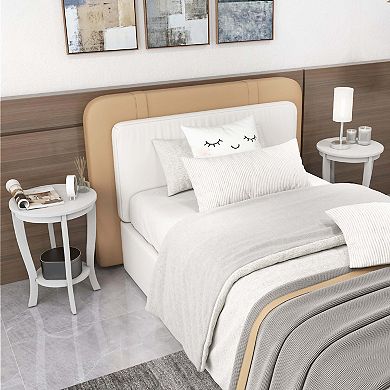 Costway 2-Tier End Table 18'' Round Compact Sofa Side Nightstand with Storage Shelf